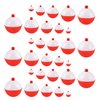 Coopay 15pcs-50pcs/lot Fishing Bobbers Floats Set Hard ABS Snap on Red/White Float Bobbers Push Button Round Buoy Floats Fishing Tackle Accessories Size: 0.5/1/1.25/1.5/2 Inch (0.5+1+1.25+1.5+2=30pcs)