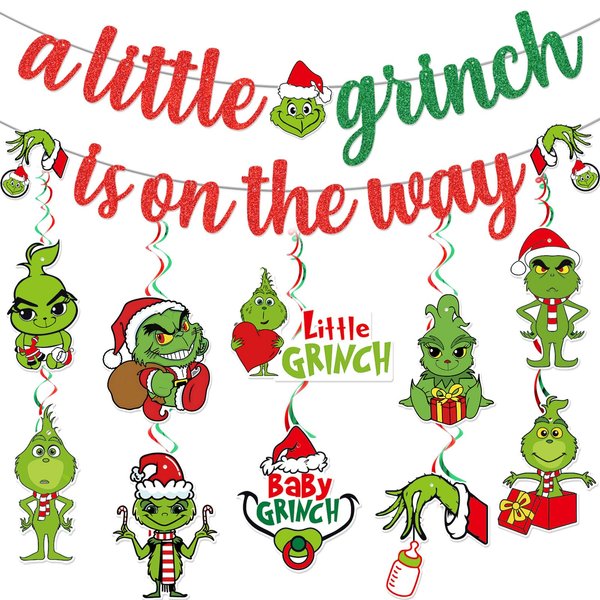 Christmas Baby Shower Decorations Christmas Baby Shower Banner with Christmas Hanging Decorations for Baby Shower Whoville Christmas Decorations Christmas Baby Shower Party Supplies