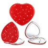 mpowtech Cute Heart Shaped Compact Mirror for Purse,Red Travel Mirror with Glitter,Leather Small Pocket Mirror,Portable 2 x 1x Magnification Folding Makeup Mirror,Cosmetic Mirror for Gift
