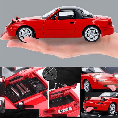 Mzexoma Mazda Miata MX5 Toy Car 1/32 Diecast Model Cars, Car Toys for Kids Age 4-7 Miata Gift for Boys Girls,Pull Back rc Sports car with Lighting & Sound (Red)