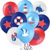 45 Pieces Nautical Balloons Nautical Party Latex Balloons Decorations Anchor Sailboat Decorations for Kids Boys Birthday Baby Shower Party Supplies