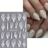Halloween Nail Art Stickers Decals 5D Embossed Skeleton Nail Decals 2PCS White Hand Bones Halloween Design Nail Sliders Self-Adhesive Nail Art Supplies for Women Girls DIY Nail Art Decoration
