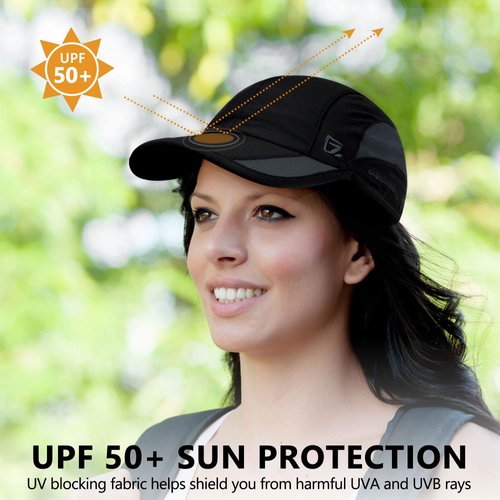 GADIEMKENSD Outdoor Running Hat Men's Quick Dry Sun Hat Cool UPF50+ Womens Sports Baseball Cap Mesh Trucker Dad Hats Breathable Soft for Golf Summer Camping Hiking Black M