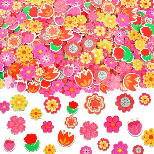 JULBEAR Flower Foam Sticker, 300Pcs Bulk Spring Self-Adhesive Foam Stickers Colorful Mixed Stickers for Kids Party DIY Crafts Favor Decorations Supplies