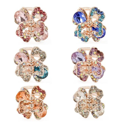 Yeshan Rhinestone and Crystal Metal Jaw Claw Hair Clip,Small Butterfly Design Barrettes for Women...