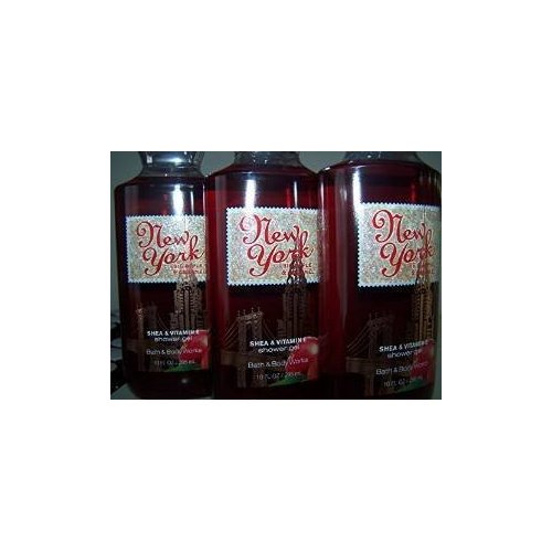 Lot of 3 Bath & Body Works New York Big Apple & Caramel Shea & Vitamin E Shower Gel 10 fl oz each (New York Big Apple & Caramel)