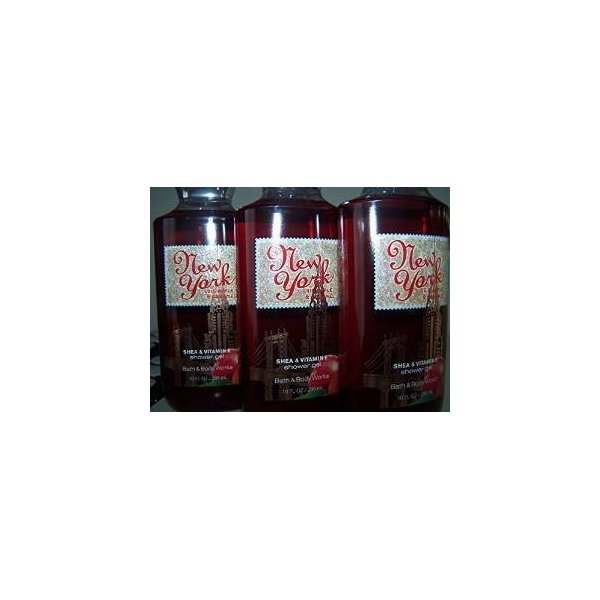 Lot of 3 Bath & Body Works New York Big Apple & Caramel Shea & Vitamin E Shower Gel 10 fl oz each (New York Big Apple & Caramel)