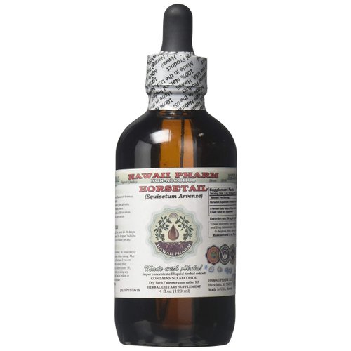 Horsetail Alcohol-Free Liquid Extract, Organic Horsetail (Equisetum arvense) Dried Herb Glycerite Hawaii Pharm Natural Herbal Supplement 4 oz