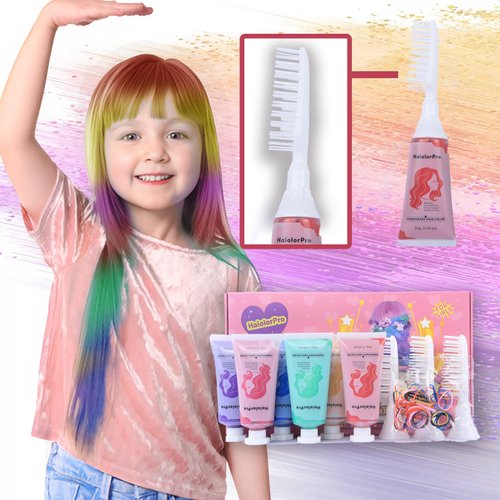 HaiolorPro Hair Chalk for Girls Washable, Hair Paint Wax Colored Girl Birthday Gift Ideas,6 PCS Temporary Hair Color for Kids, Girl Gifts for 6 7 8 9 10 11 12 13 Year Old Girls Birthday Gifts