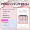4th of July Press on Nails Short Almond French Tip Fake Nails Nude Pink Full Cover Floral Star Cherry Nails Tip False Nails with Designs Glossy Glue on Nails Summer Artificial Nails for Women Girls