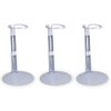 BANBERRY DESIGNS Doll Stands Set of 3 White Metal and Vinyl Holders Fits Dolls and Figures from 6-12" Tall Each Holder Expands 5 3/4" to 9 3/4"