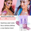 Go Ho Clear White Body Glitter,Festival Rave Outfits for Women,Holographic White Face Glitter Gel,Mermaid Face Paint Glitter Sequins,Fairy White Makeup Chunky Glitter,Rave Accessories