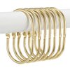 Goowin Shower Curtain Rings, 12 Pcs Shower Curtain Hooks, Oval Snap Shower Rings for Curtain, Metal Gold Shower Curtain Rings Rust Proof, Glide Smoothly Shower Hooks for Shower Curtain Rod (Gold)
