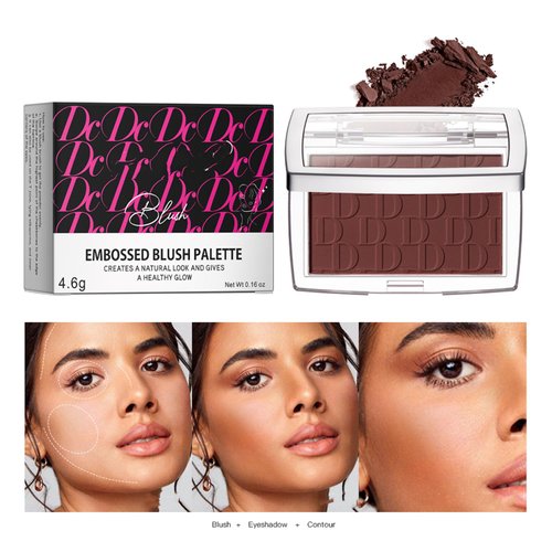 MAEPEOR Embossed Blush 6 Colors Smooth Blendable Face Blush Long-Lasting Natural Look Blush Powder Blush for Cheeks (20 Mahogany)