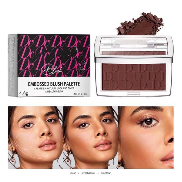 MAEPEOR Embossed Blush 6 Colors Smooth Blendable Face Blush Long-Lasting Natural Look Blush Powder Blush for Cheeks (20 Mahogany)