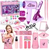 Hair Salon Toys for Girls, 40Pcs Girl Beauty Salon Playset Pretend Hair Styling Set with Hairdryer, Curling Iron, Mirror, Barber Apron and Styling Accessories for Toddler Makeup Party Christmas