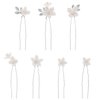 Soulshow 7 Pieces Vintage Silver Leaf Bridal Hair Pins for Women Handmade New Material Polymer Clay Flower Wedding Hair Pins Bridal Hair Accessories