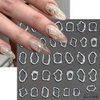 Dornail 6 Sheets 5D Crystal Soft Glue Embossed Nail Stickers Irregular Geometric Frames Nail Decals Hearts Waterdrop Nail Art Stickers Self Adhesive Stickers for Nails Designs Women Nail Accessories