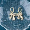 Allereyae Vintage Crystal Bow Dangle Earrings Rhinestone Bow Drop Earrings Gold Cz Bow Hoop Earrings Sparkly Bowknot Earrings Jewelry for Women