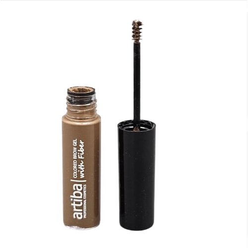 Artiba® Colored Brow Gel with Fiber MADE IN USA - Fuller Brow instantly, Fills in sparse brows, Covers gray hairs and Long-lasting, Waterproof, Smudge proof, Cruelty Free (Medium Brown)