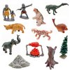 Qiandier Prehistoric Life Scene Toys Mammoth Saber-Toothed Tiger Wolf Figures Primitive Human Animal Playset 12 PCS