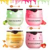 TIRDET 4 PCS Bee Lip Balm Honey Pot, Honey Strawberry Watermelon Apple Bee Lip Balm Sleeping Lip Mask Overnight with Sticks, Honey Pot Lip Balm Exfoliating Prevention Dry and Crack Lip Scrubs