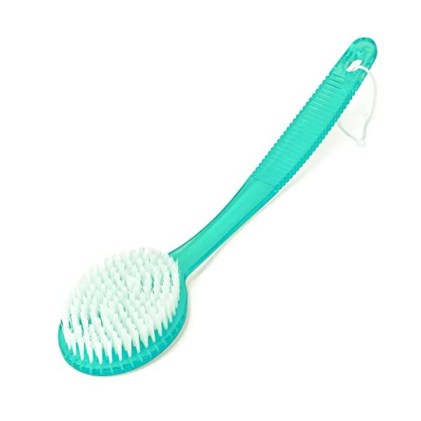 DecorRack Bath Brush with Bristles, Long Handle for Exfoliating Back, Body, and Feet, Bath and Shower Scrubber, Green (1 Pack)