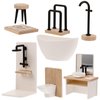 MUCKLILY 8pcs Dollhouse Bathroom Set, 1 12 Scale Dollhouse Toilet Bathtub Wood Bathroom Cabinet with Sink Miniature Furniture for Dollhouse Bathroom Accessories