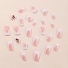 Tyuimhx 24Pcs Duck Nails Press on White Wide French Tip Fake Nails With Pearls 3D Cherry White Bow Designs Full Cover Duck Feet Nail Tip Acrylic Duck False Nails Stick on Nails for Women Girls