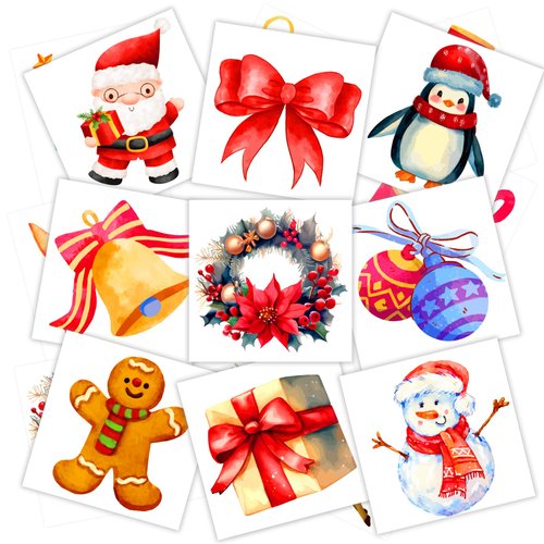 winthrop 240 Pcs Bulk Christmas Temporary Tattoos for Kids, Individually Wrapped Safety Waterproof Tattoos Stickers, Best Choice for Christmas Goody Bag Stuffers, 60 Different Designs Santa Snowman