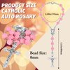 Konohan 2 Pieces Car Rosary Rearview Mirror Auto Rosary Religious Car Mirror Hanging Accessories for Car Personalized Protection Charm for Auto Decors (Rose)