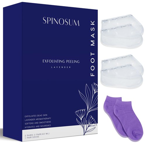 SPINOSUM Foot Peel Mask (2 Pairs) for Baby Soft Skin Remove Dead Skin, Dry, Cracked Feet & Callus, Spa, Made with Aloe Vera Extract Women and Men Peeling Exfoliating, Lavender