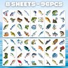 96 PCS Fishing Temporary Tattoos Birthday Party Decorations Favors Supplies Decor Gone Fishing Fish Fisherman Lake Stickers For Girls Boys Gift School Prizes Rewards