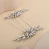 Teyglen Crystal Bridal Hair Pins Clips Rhinestone Bride Wedding Hair Pins Hair Jewelry Accessories for Women Party Prom Handmade Silver Rhinestone Hair Pins (Silver)