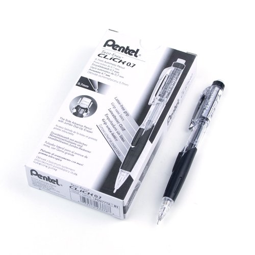 Pentel Twist-Erase CLICK Mechanical Pencil (0.7mm) Assorted Barrel Colors, Color May Vary, Box of 12 (PD277TA)