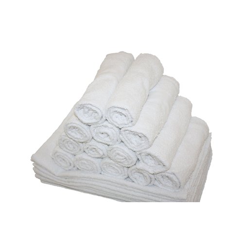 Atlas Economy Hand Towels 16x27 Inch (12 Bulk Pack) Solid White 100% Cotton - Salon, Gym, Spa, Massage, Spas, Motels, Restaurants, Cleaning, Auto & Home - Eco-Friendly
