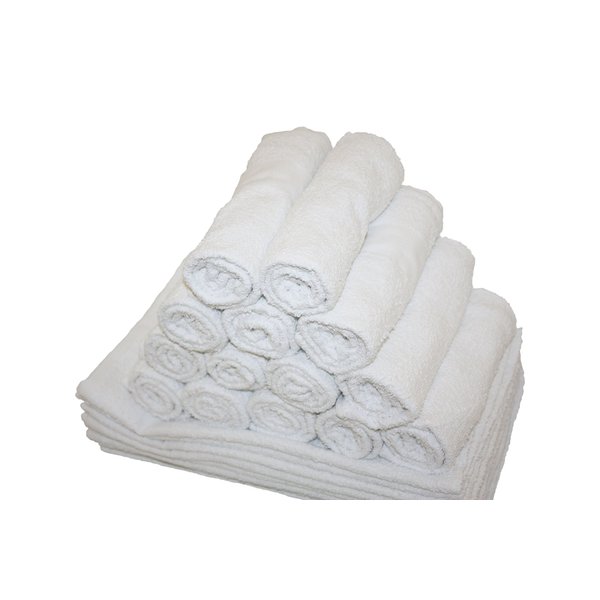 Atlas Economy Hand Towels 16x27 Inch (12 Bulk Pack) Solid White 100% Cotton - Salon, Gym, Spa, Massage, Spas, Motels, Restaurants, Cleaning, Auto & Home - Eco-Friendly