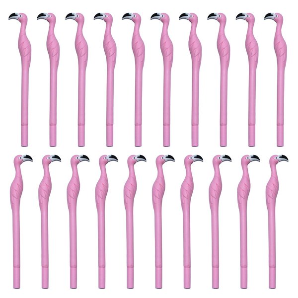 MIAO YUAN 20PCS Cute Pink Flamingo Gel Pens Gift for Child, Women, Coworkers, Hostess and Girlfriend, Great Party Supplies and School Supplies, Black Ink(0.5mm)