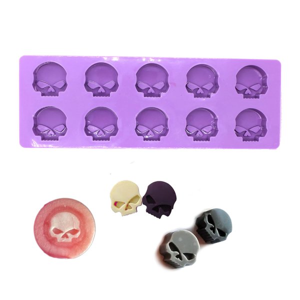 X-Haibei Halloween Skull Ice Cube Chocolate Candy Crayons Soap Mould Silicone Mold Party Maker Dia. 1.4-inch Height 0.8-inch