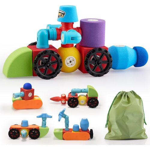 Magnetic Blocks Bath Toys Sensory Montessori Toys for Kids Ages 1-3, 2-4, 3-5, 4-8, Foam STEM Building Toys, Durable Toddler Learning Toys Foam Magnetic Blocks and Preschool Toys for Boys and Girls