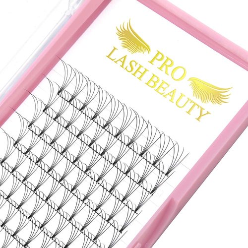 Premade Fans Eyelash Extensions 4D-C-0.10-14 Short Stem Premade Volume Eyelash Extensions .07 .10 C D Curl Pre made Lash Fans 9 to 20 mm Volume Lash Extensions (4D-C-0.10,14mm)