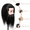 ISHOT Male Mannequin Head,12" Doll Head,Training Head,With 100% Real Human Hair for Hairdressers,Hair Stylists,Cosmetologist,Barber Shop and Cosmetology School Black