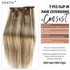 Remy Human Hair Clip in Extensions, Ash Brown Mixed Platinum Blonde Clip in Hair Extensions Real Human Hair,14 Inch 70G 7 Pcs Double Weft Hair Extensions Real Human Hair Clip ins for Women