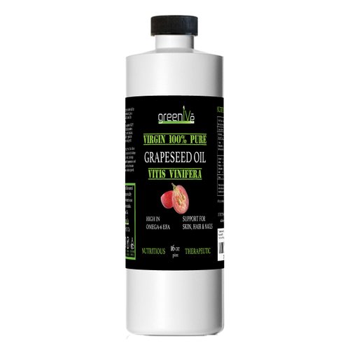 GreenIVe Grapeseed Oil Organically Grown 100% Pure Cold Pressed Light Flavor High Tempurature Cooking 16oz