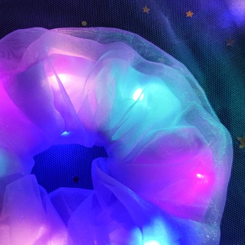 Light Up Scrunchies - LED Scrunchies for Women & Girls - Neon, Glow in the Dark Hair Accessories - Hair Ties & Bands -Camping Gifts - Rave Party Favors & Supplies (Multi-colored Set 8（4pcs）)