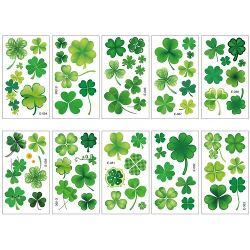 Tattoos Sticker for Women 10 Sheets St. Patrick's Day Tattoo Stickers Body Temporary Art Stickers Shamrock Decorations Design for Saint Patrick's Day Parade Party Decorations Favor