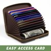 Aiawoxc Credit Card Holder, Small RFID Card Wallet Slim Leather Organizer Case with Zipper & Keychain, Abstract Boho Leaves