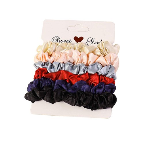 Shuiniba Silk Hair Scrunchies, Small Silk Scrunchy Skinny Hair Ties Bows,Elastics Hair Bands, Sof...