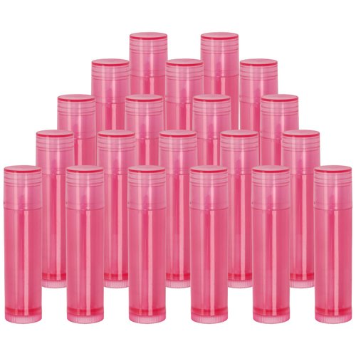 Mini Skater 20Pcs 3/16 Oz (5.5ml) Translucent Lipstick Cosmetic Empty Lip Gloss Lipstick Balm Tube With Caps Container Bottle For Lady Women Makeup Tool (Dark Pink)