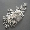 SWEETV Handmade Wedding Hair Comb,Pearl Flower Bridal Hair Clip Hair Accessories for Women Wedding